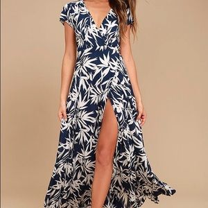 Lulus Navy Maxi Wrap Dress